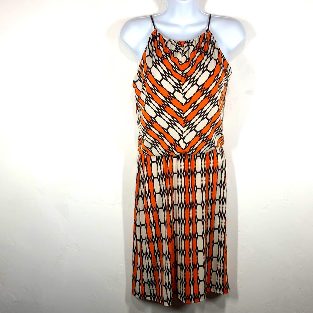 Amadi orange and black geometric dress size medium